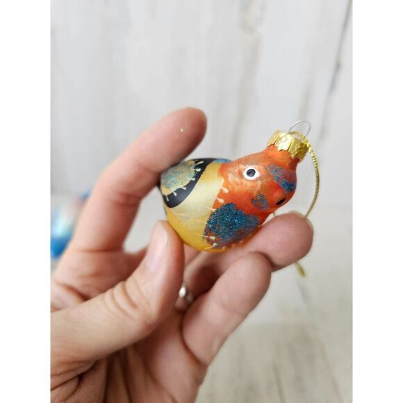 Glass bluebird ornament quail Xmas tree set lot unique - Picture 8 of 15